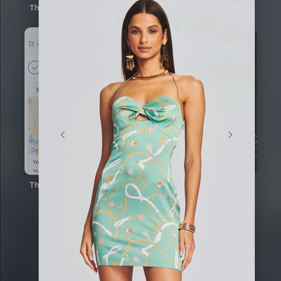 Retrofete SER.O.YA Farrah Silk Dress Green Nautical Small NWT - Picture 2 of 10